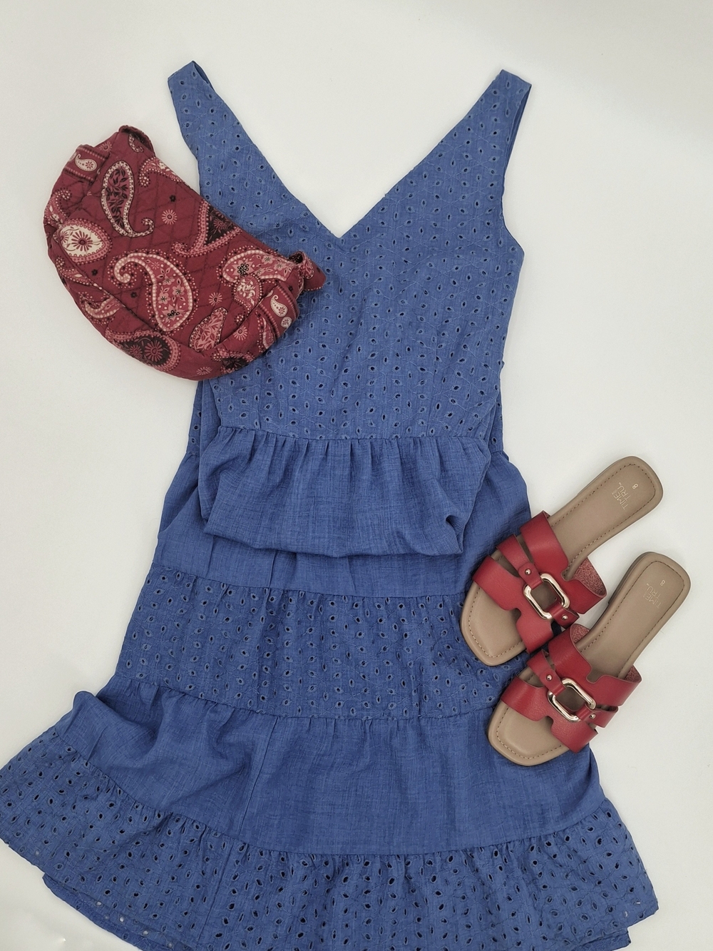 ✨Vince Camuto Sapphire Blue Eyelet Tiered Maxi Dress Medium Like New✨